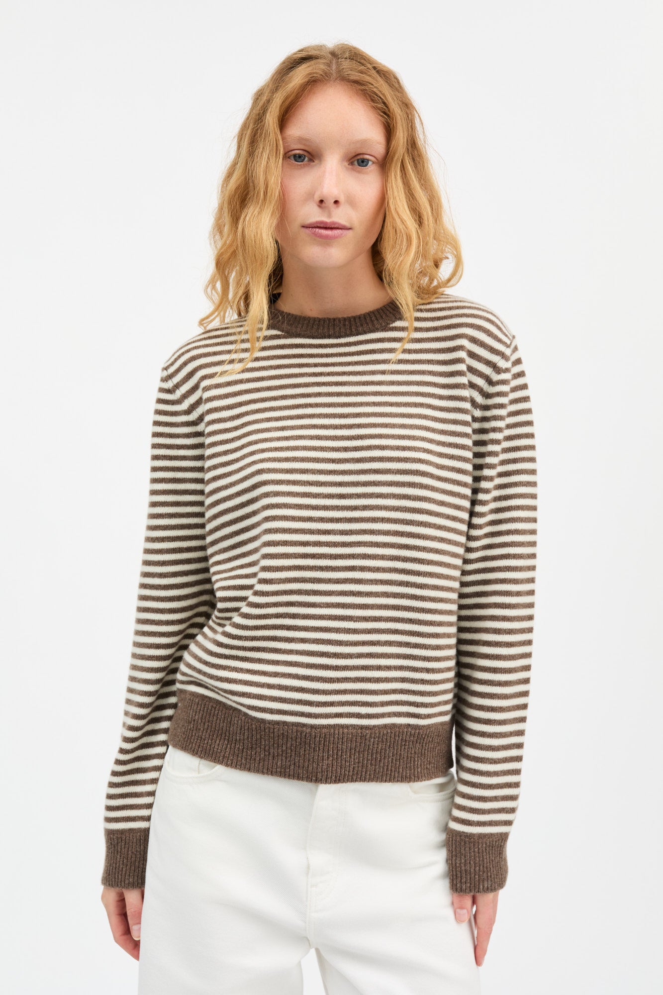 Skall Studio Cameron jumper Jumper White/Brown mélange stripe