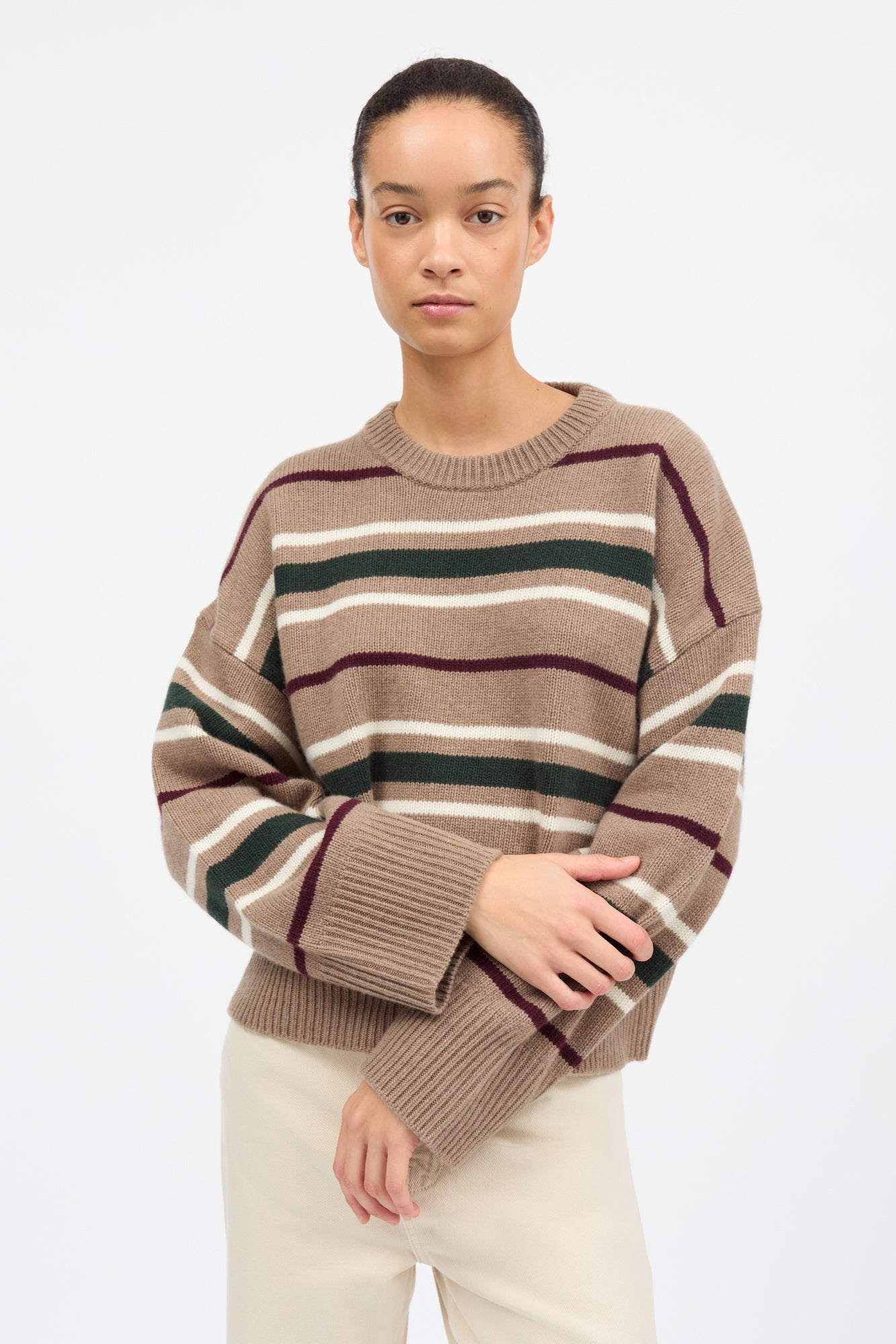 Skall Studio Cannes Jumper Jumper Light brown/green/wine stripe