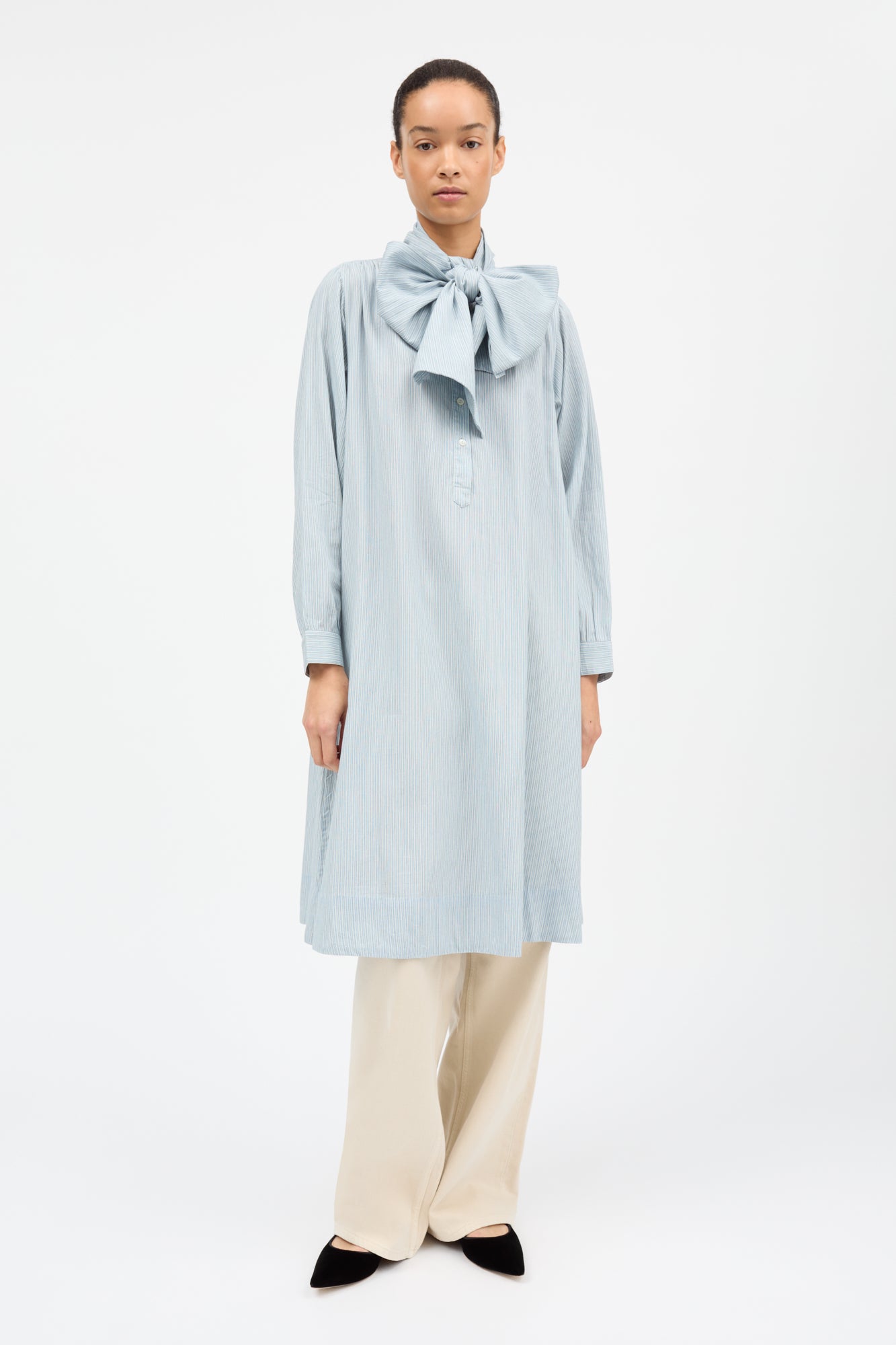 Skall Studio Dalia bow dress Dress Tiny blue stripe