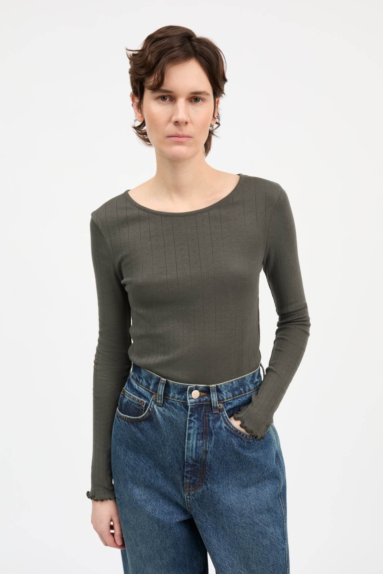 Skall Studio Edie blouse Tee Dark green