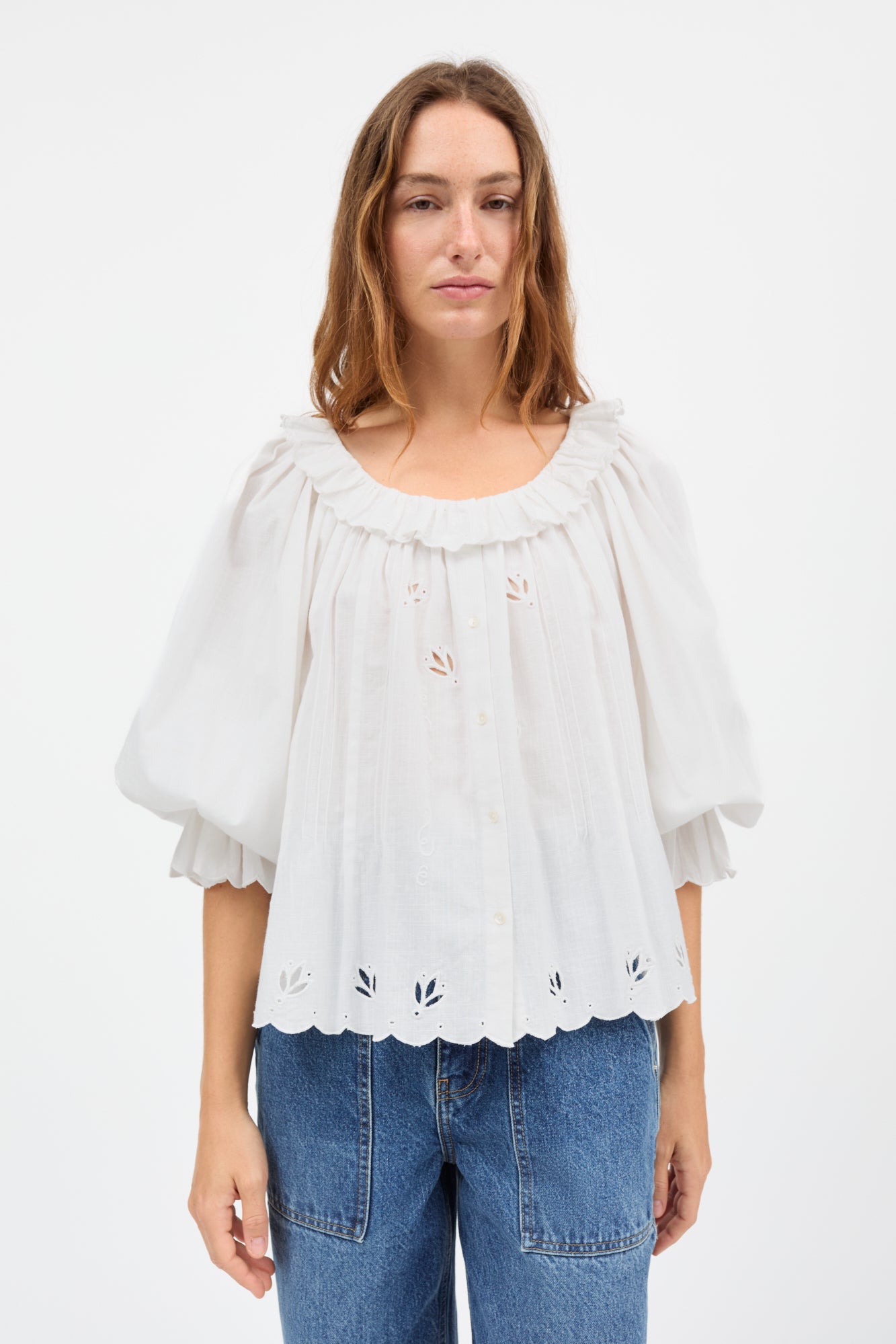 Skall Studio Fleurie blouse Blouse Optic white