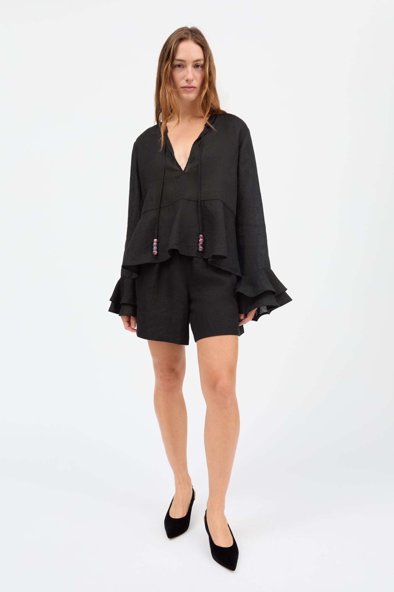 Skall Studio Frigga flounce shirt Shirt Black