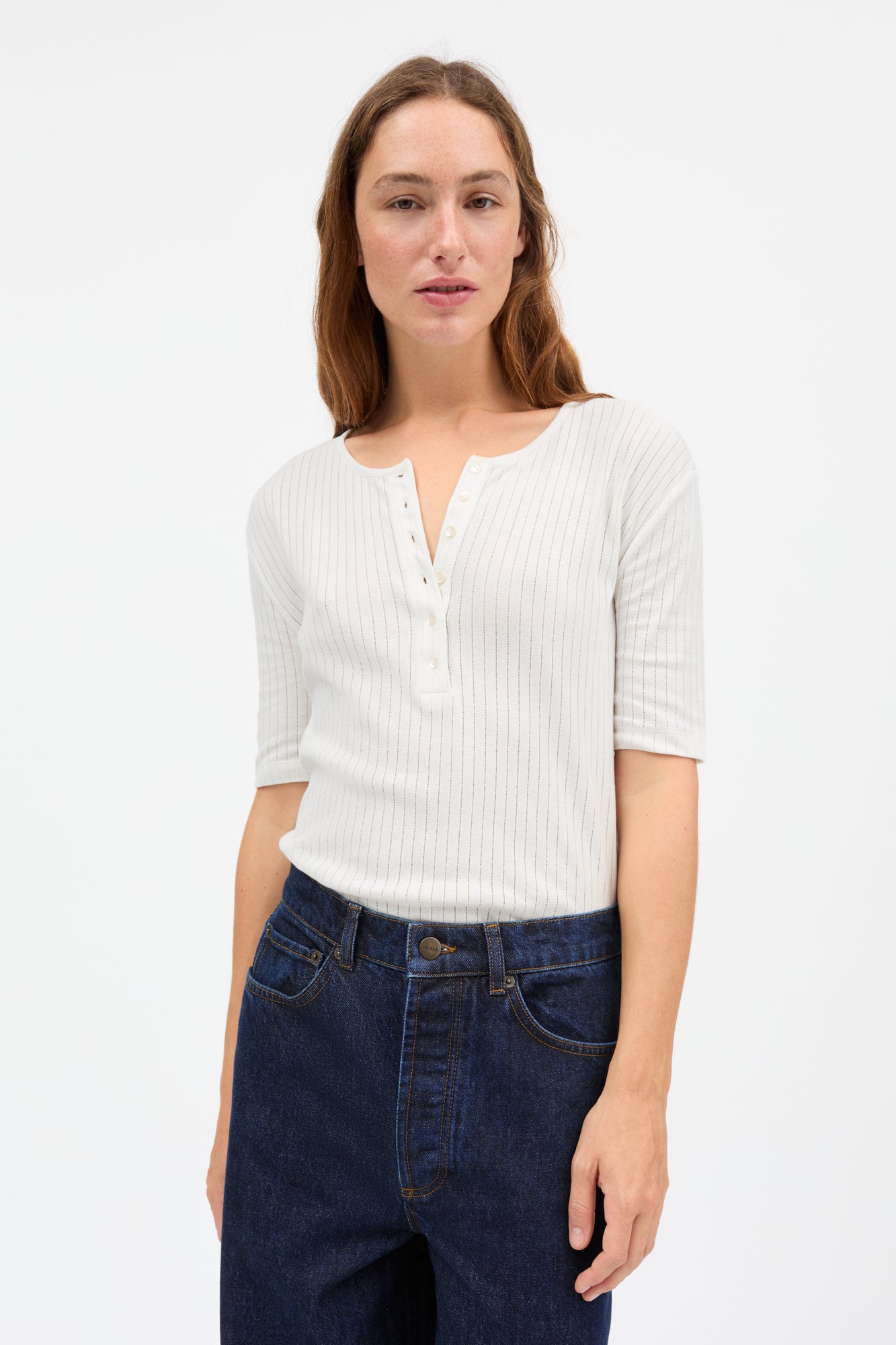 Skall Studio Liv henley tee Tee Optic white