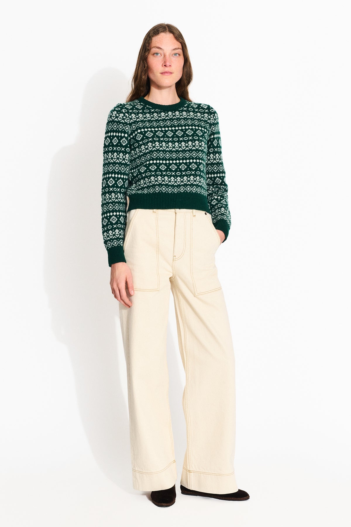 Skall Studio Lotta jumper Jumper Green/Ecru jacquard