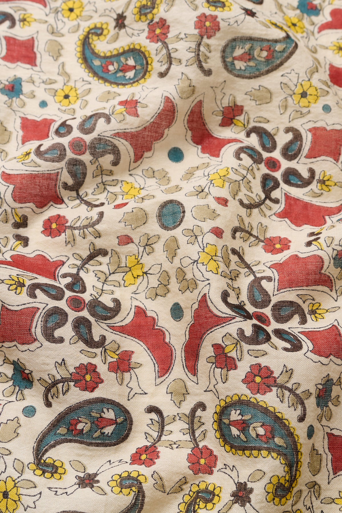 Skall Studio Mafalda scarf 50x50 Scarf Beige/Blue Kalamkari
