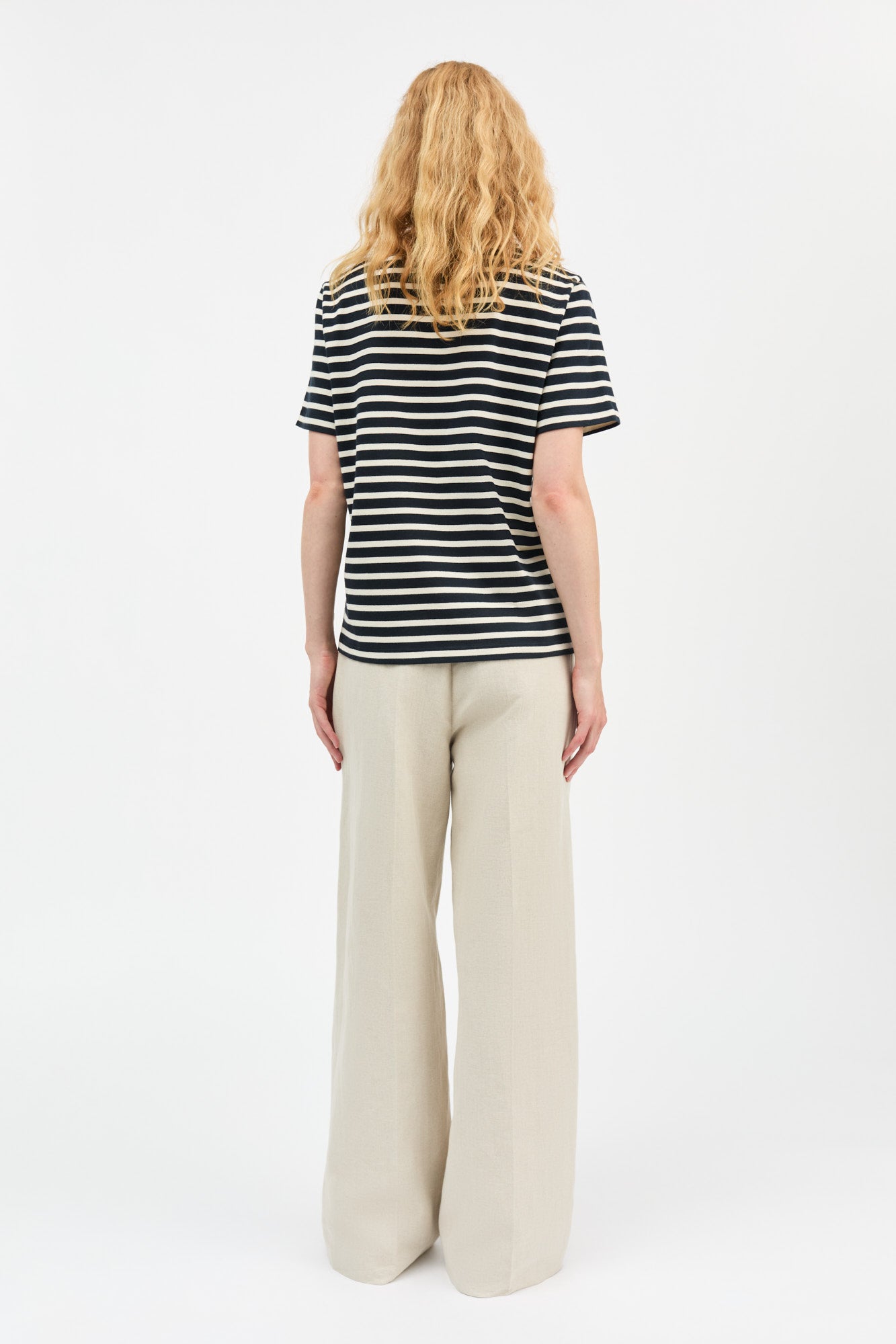 Skall Studio Marron regular tee Tee Navy/Off white stripe