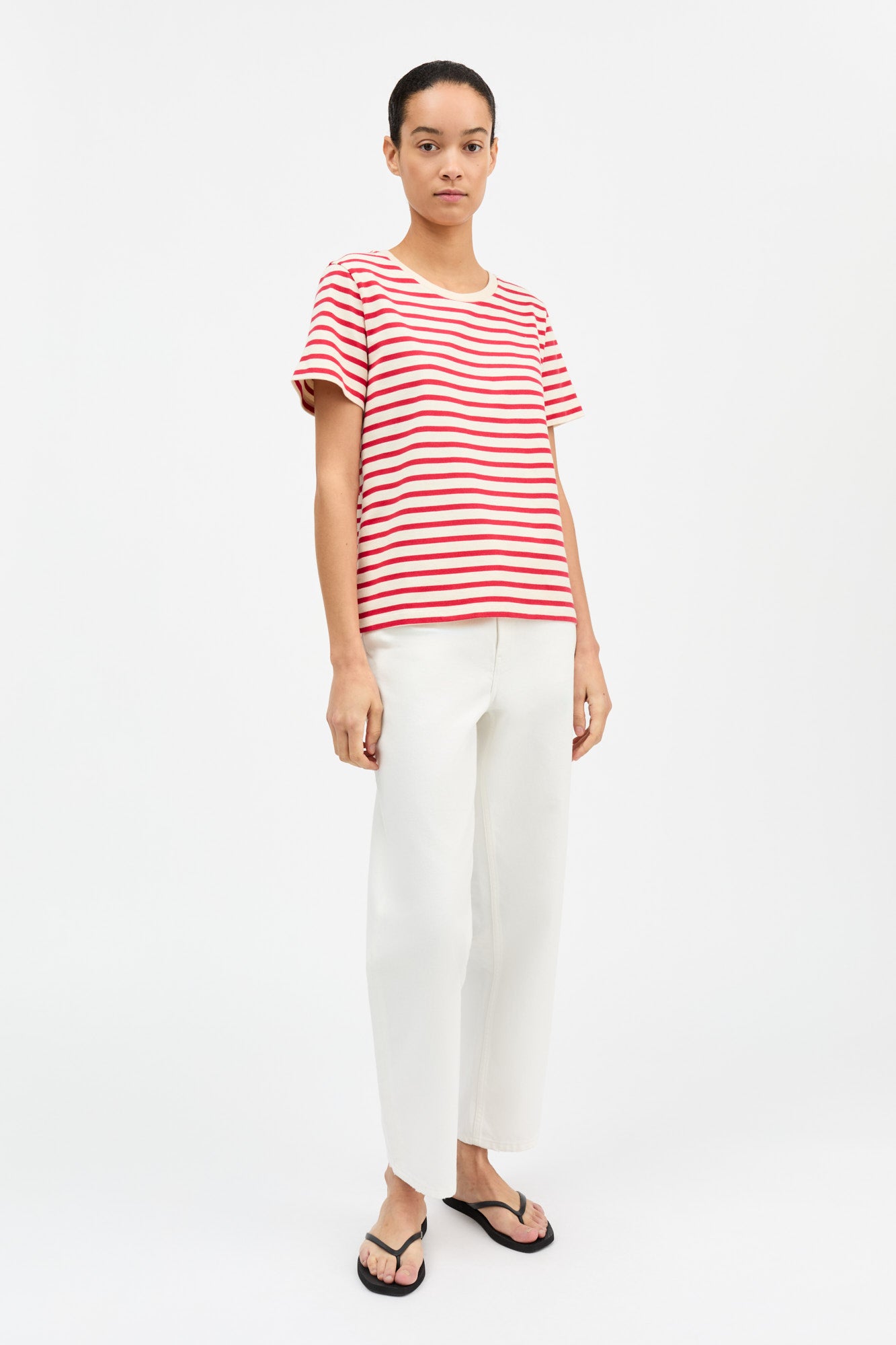 Skall Studio Marron regular tee Tee Off white/Red stripe