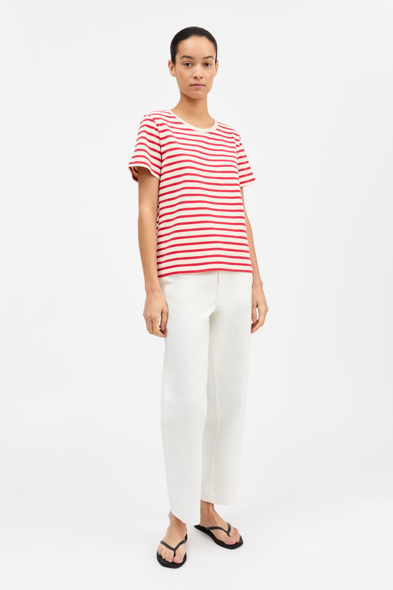 Skall Studio Marron regular tee Tee Off white/Red stripe