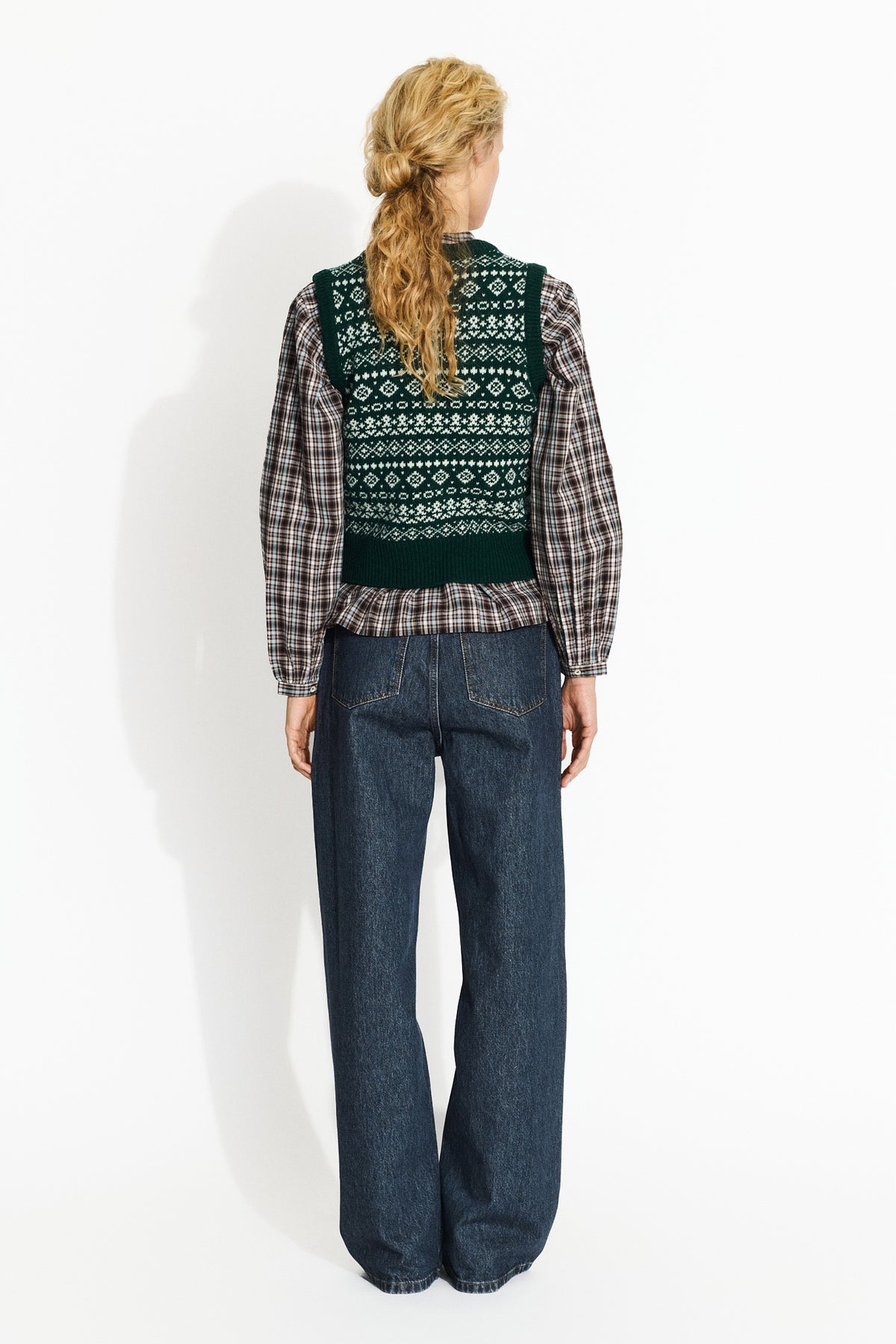 Skall Studio Misty vest Vest Green/Ecru jacquard