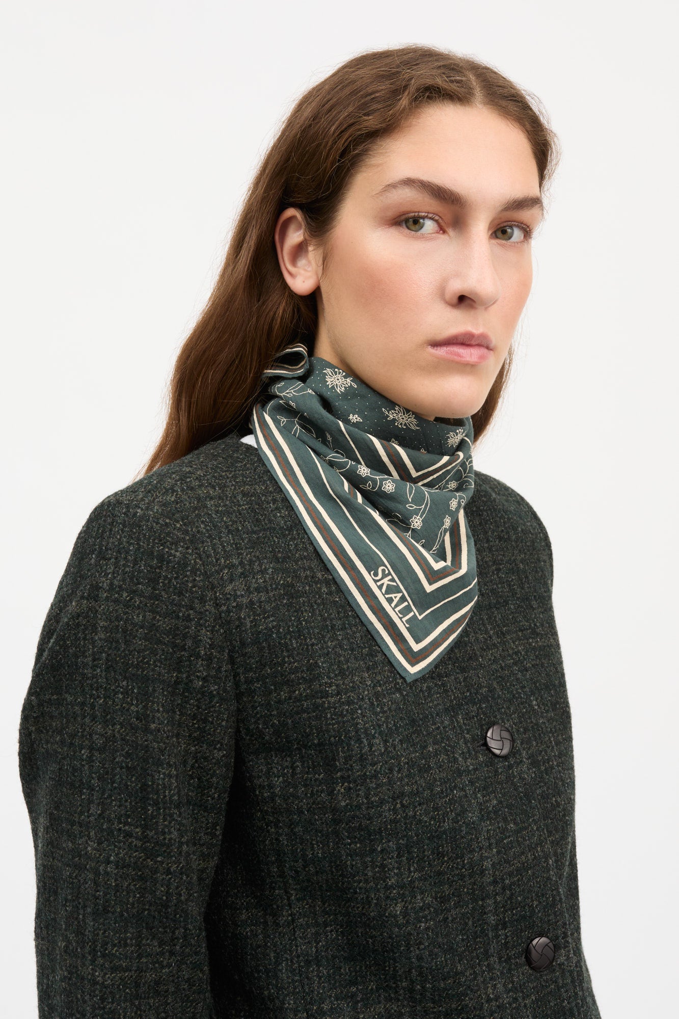Skall Studio Skall classic scarf 55x55 Scarf Dark green/brown