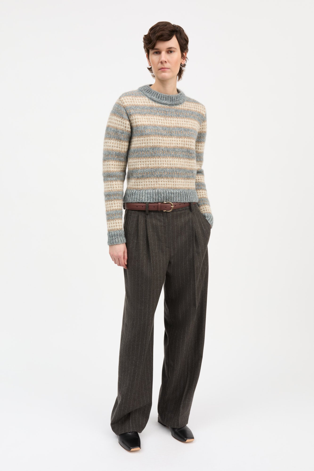 Skall Studio Svala o-neck Jumper Sand/Beige/Stormblue intarsia