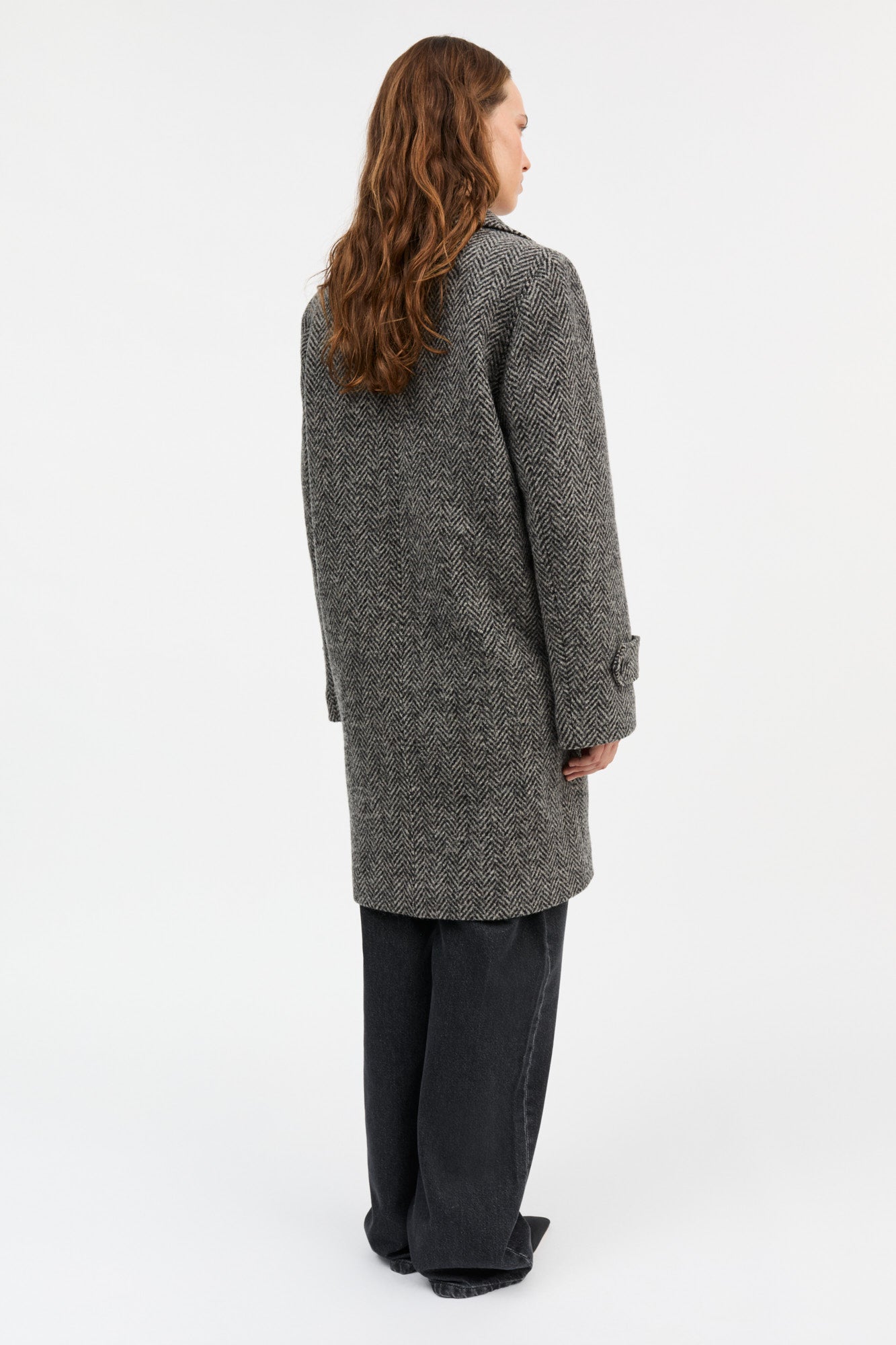 Skall Studio Thea coat Coat Black/Beige herringbone